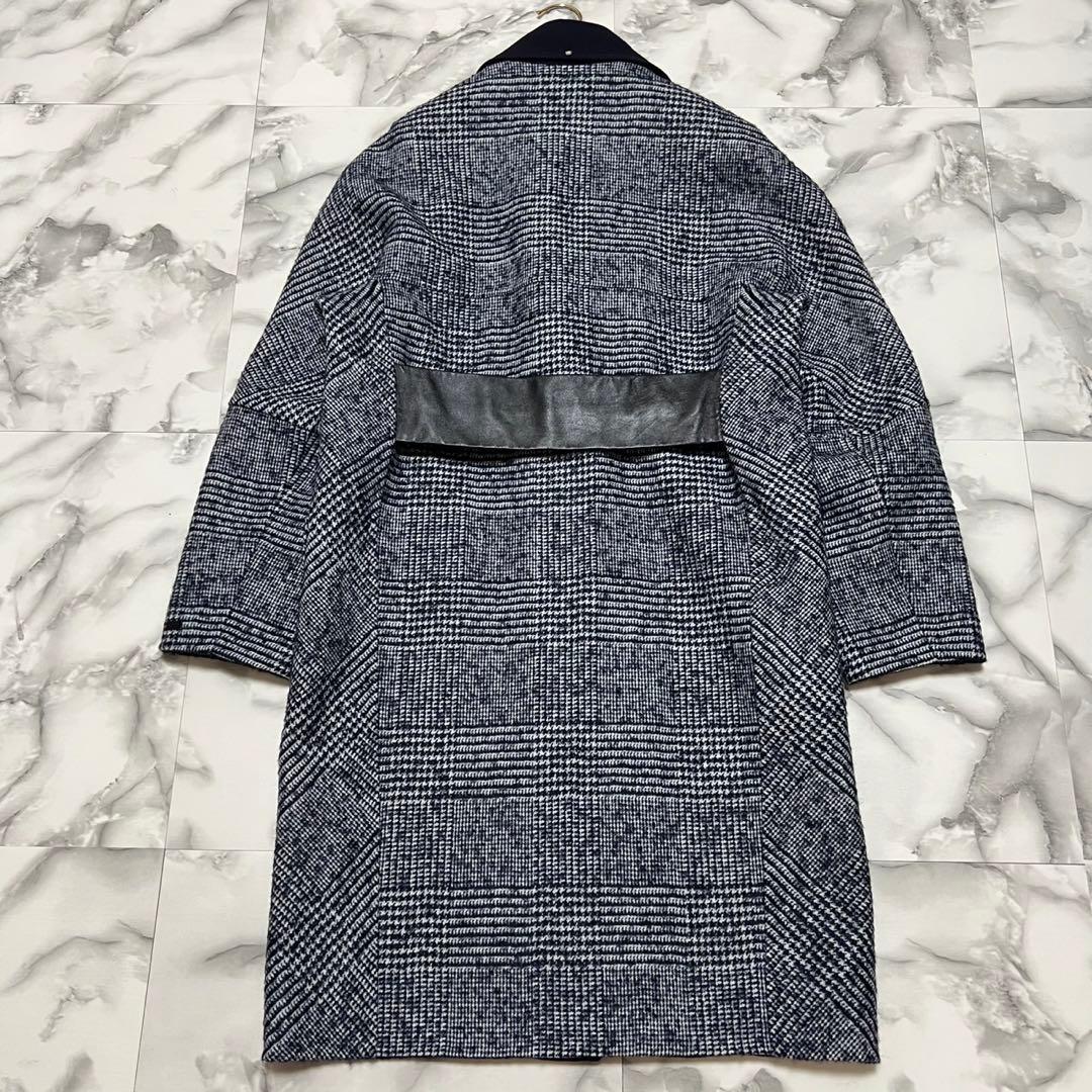 【美品】スポーツマックス　クチートアマーノ　チェスターコート　ゴートレザー　紺