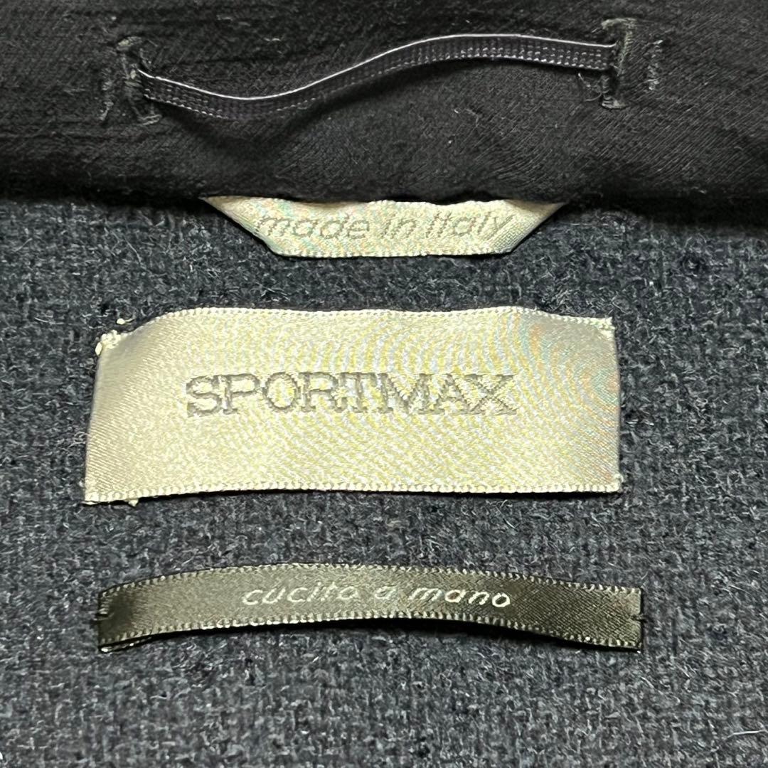 【美品】スポーツマックス　クチートアマーノ　チェスターコート　ゴートレザー　紺