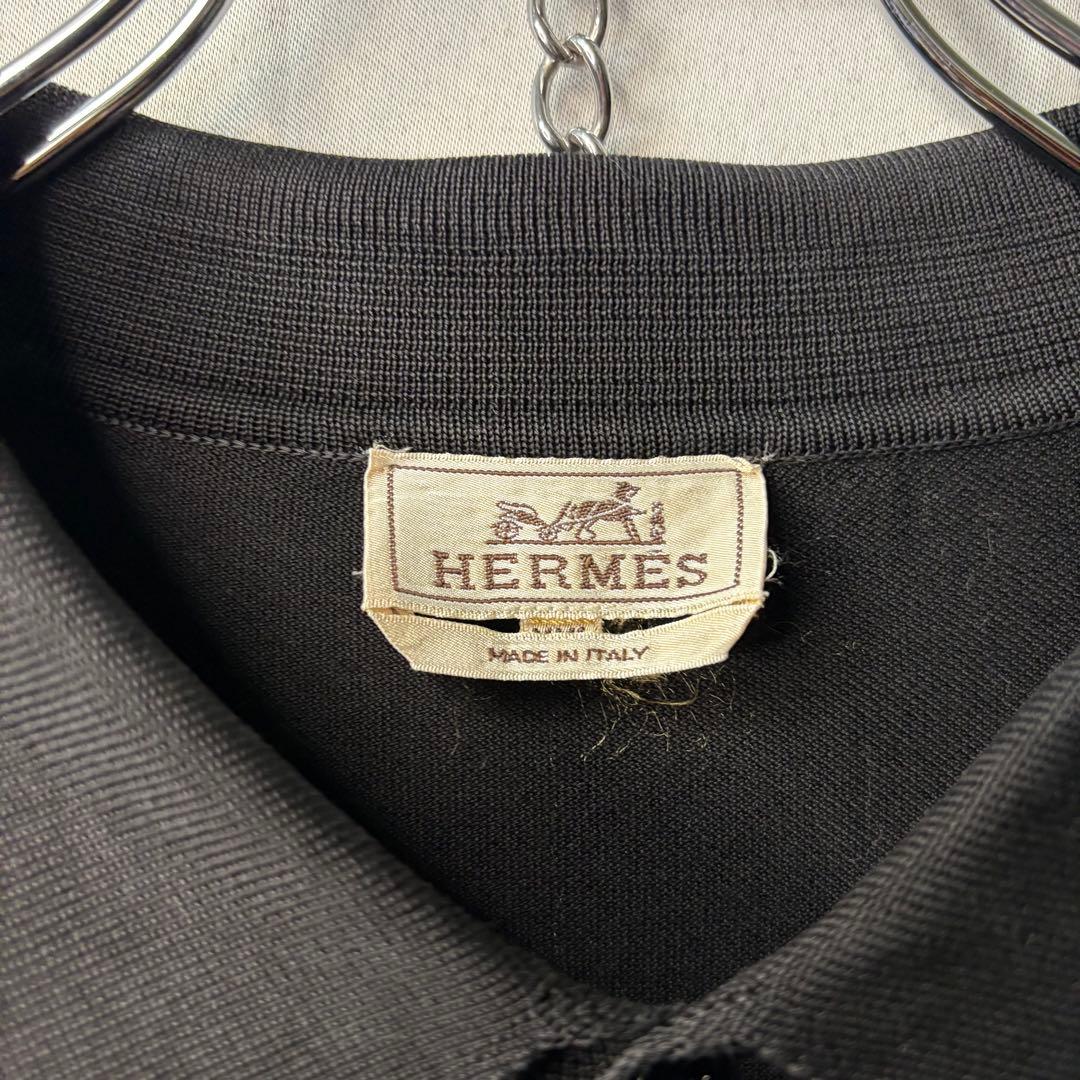 HERMES エルメス イタリア製 BLACK ブラック ポロシャツ