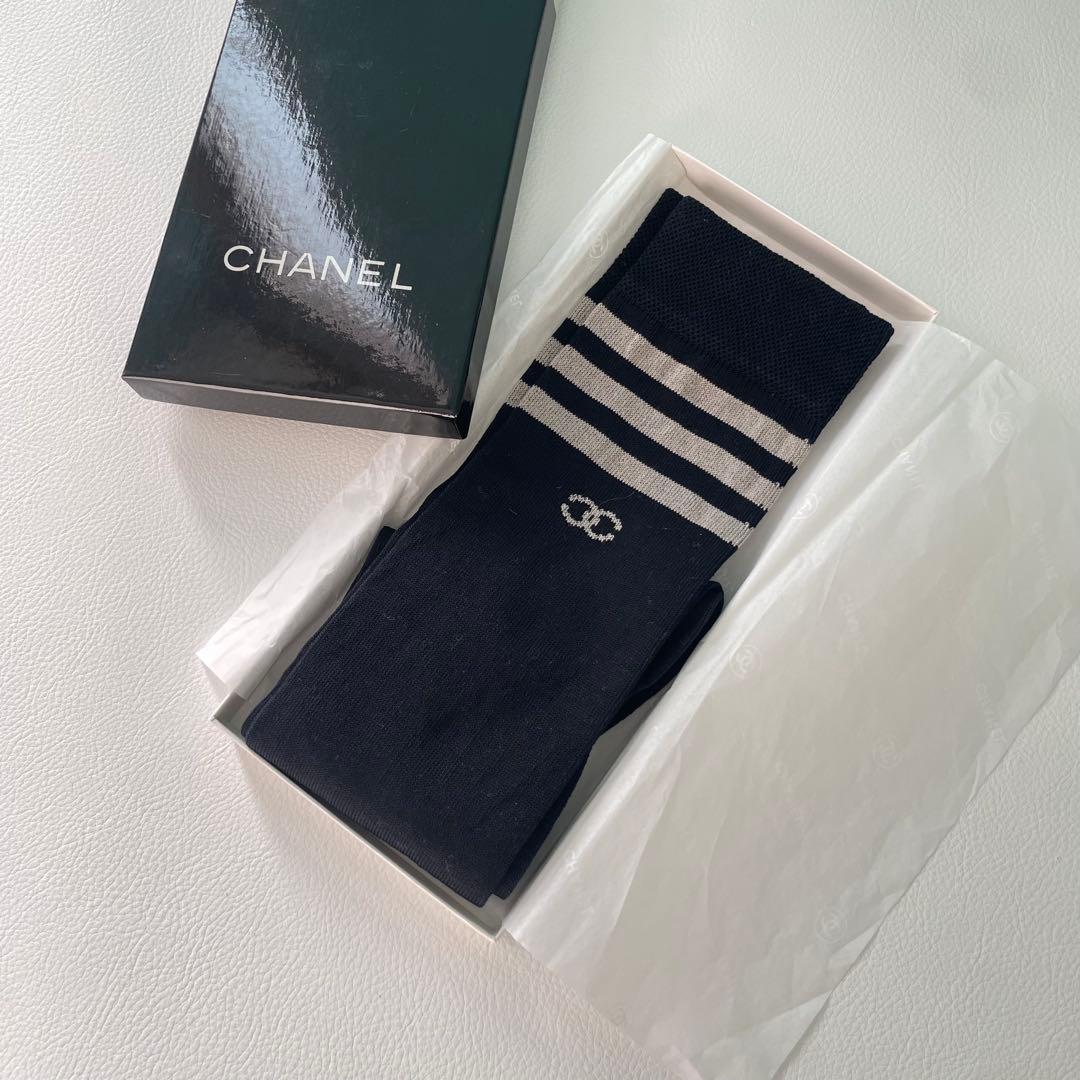 激レア 入手困難 未使用 シャネル ココマーク ハイソックス 靴下 ブラック黒