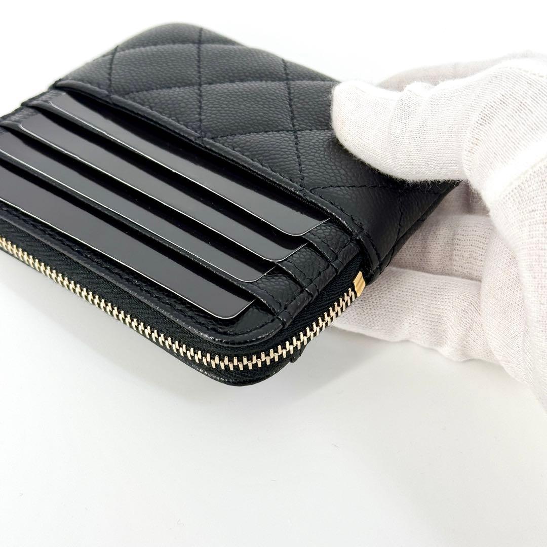 新品 CHANEL ジップ カード ケース キャビアスキン ブラック 黒