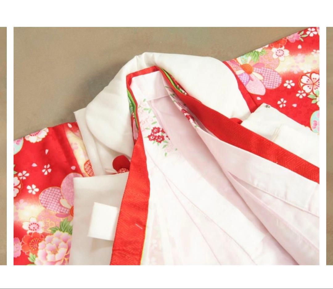 赤い花柄着物セット 子供用 七五三