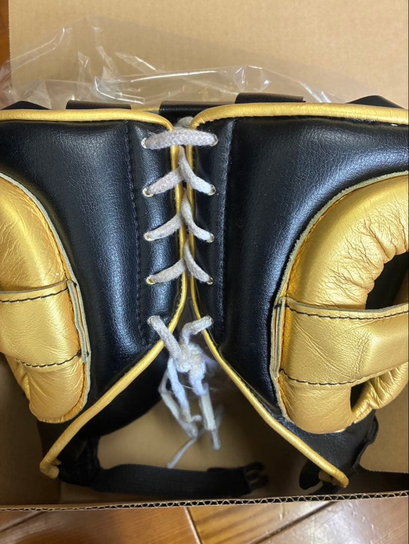 美品　Winning ヘッドギア カラーオーダー ブラックxゴールド L