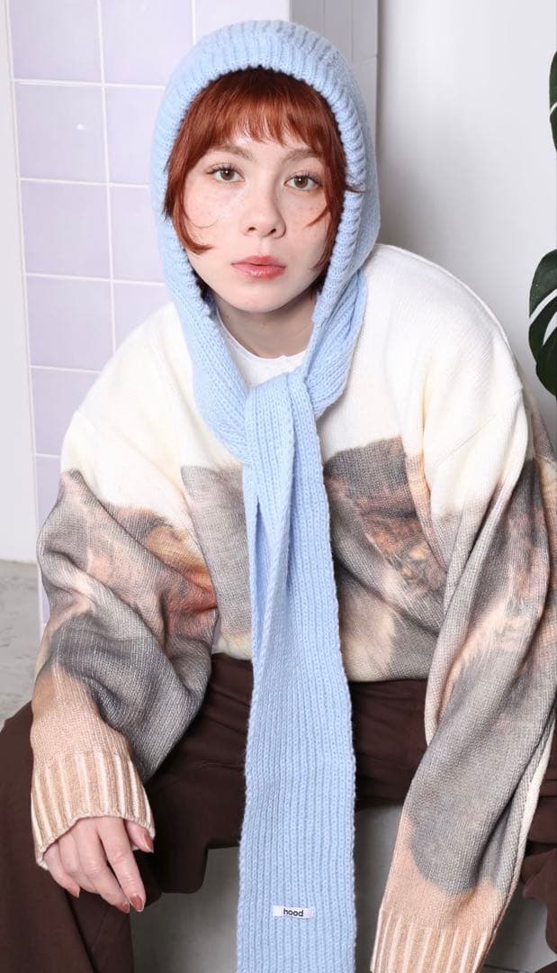 新品hood knit hood scarf