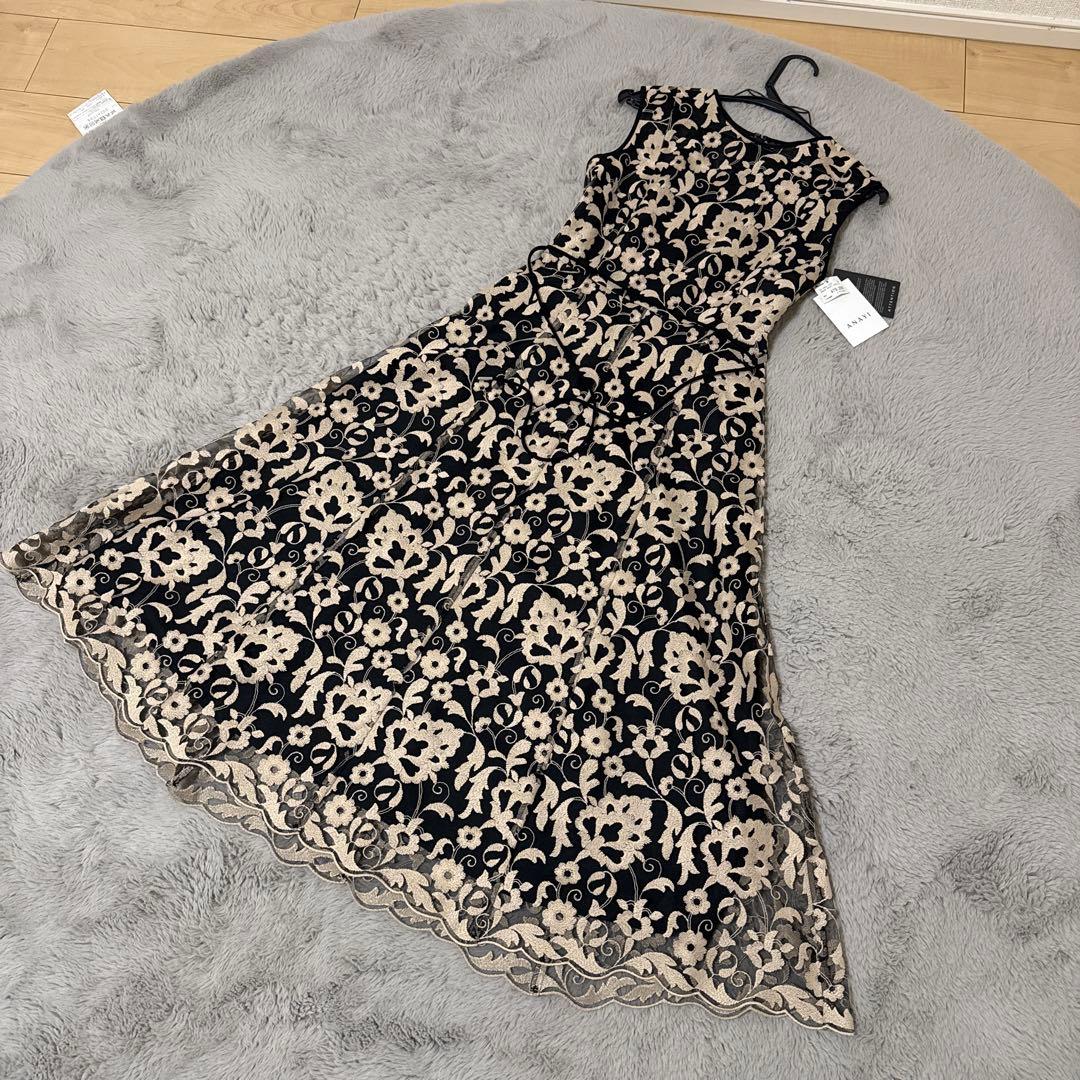 ANAYI フラワー刺繍 ノースリーブ ロングワンピース