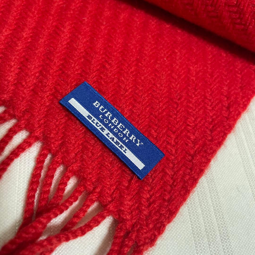 美品 バーバリー BURBERRY カシミヤ100% マフラー 赤