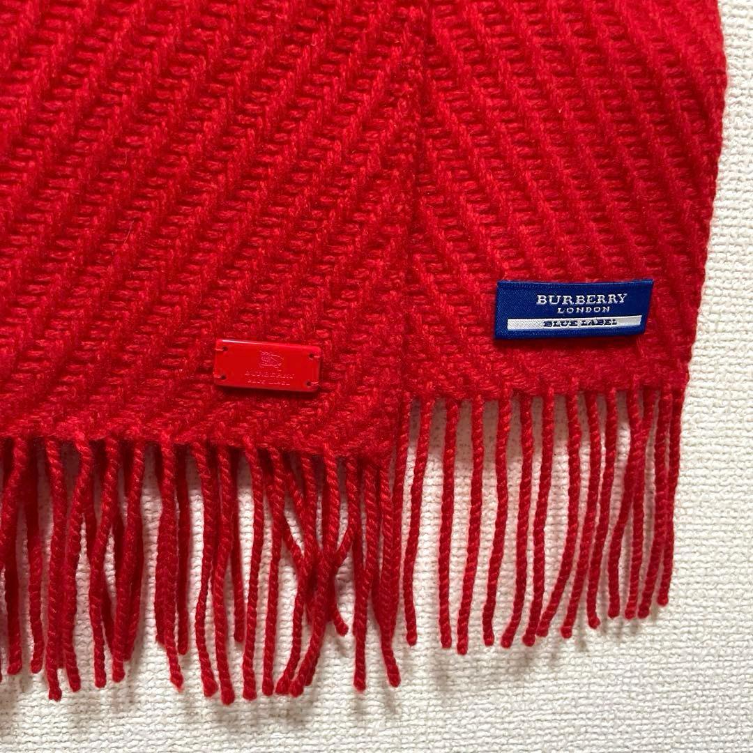 美品 バーバリー BURBERRY カシミヤ100% マフラー 赤