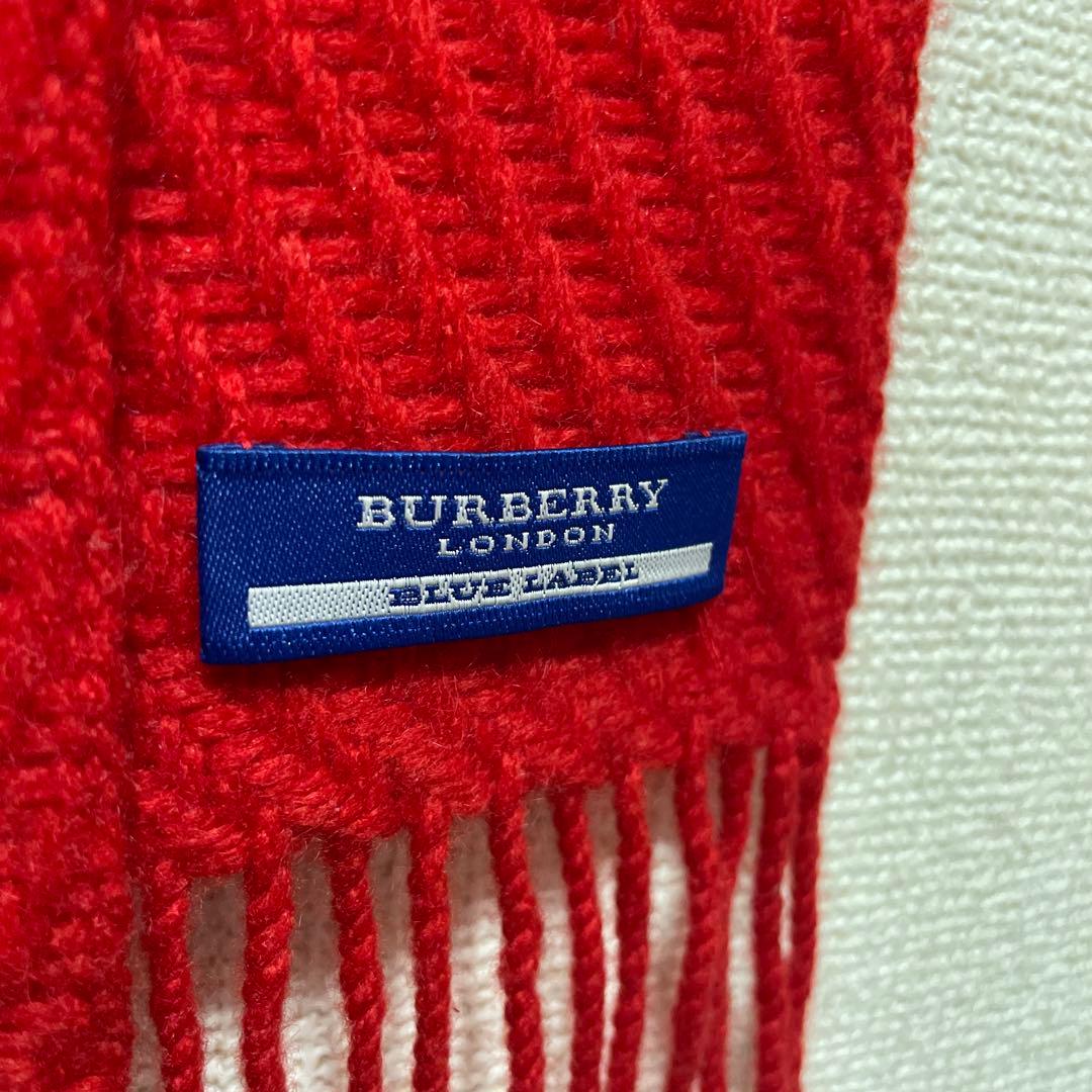 美品 バーバリー BURBERRY カシミヤ100% マフラー 赤