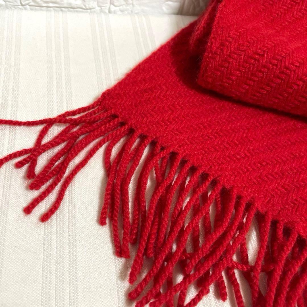 美品 バーバリー BURBERRY カシミヤ100% マフラー 赤