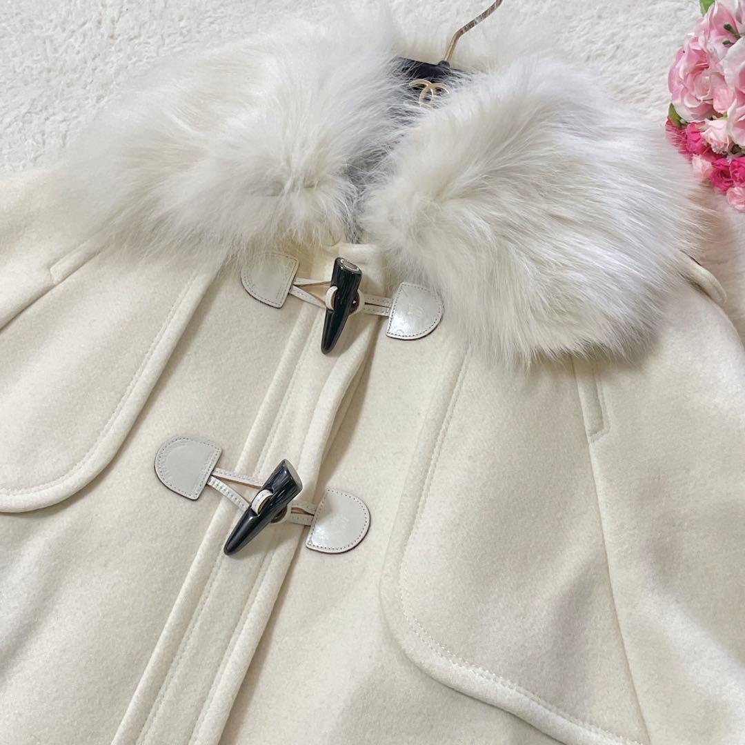 美品● バーバリーブルーレーベル ポンチョ ファー フォックス ウール 38