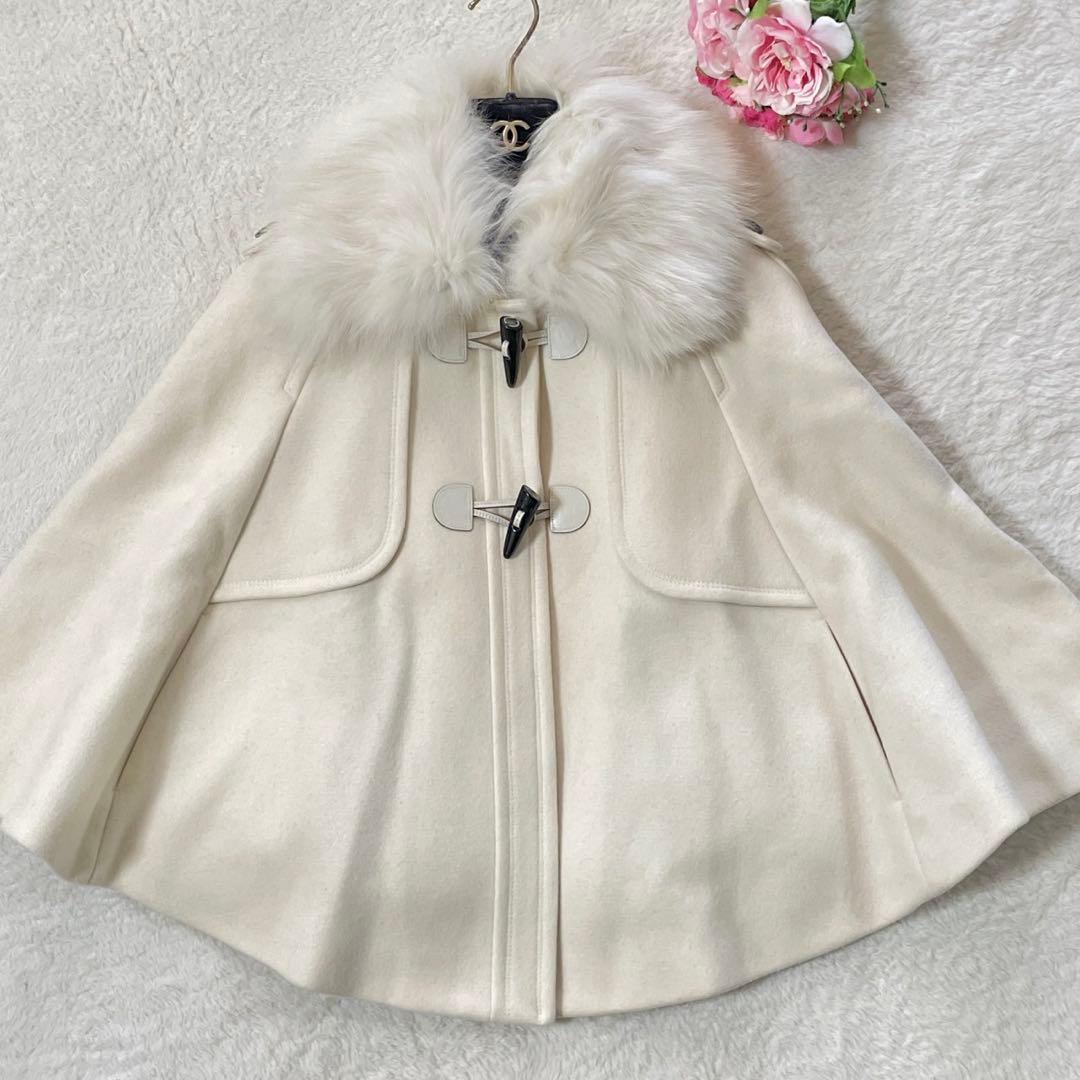 美品● バーバリーブルーレーベル ポンチョ ファー フォックス ウール 38