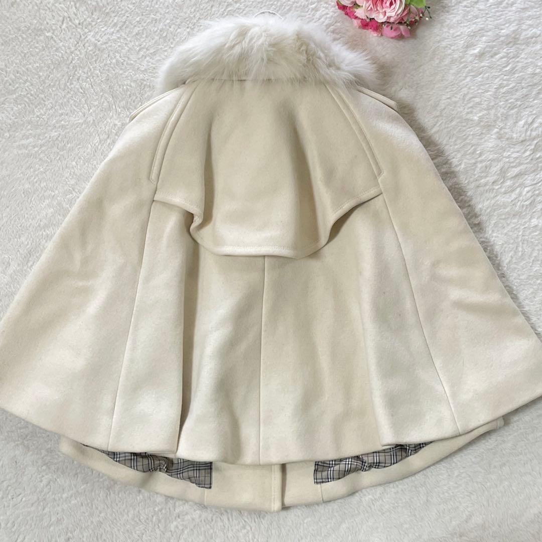 美品● バーバリーブルーレーベル ポンチョ ファー フォックス ウール 38