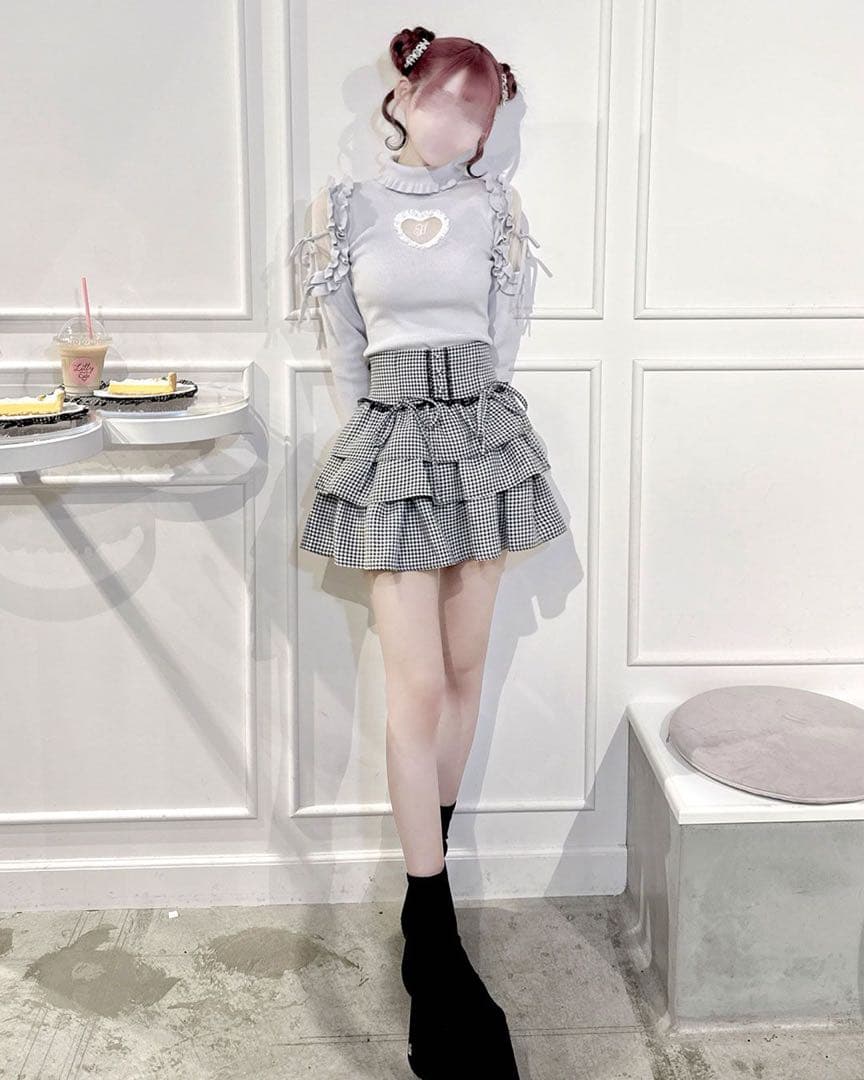 千鳥柄ティアードフリルスカート ハニーミュウ