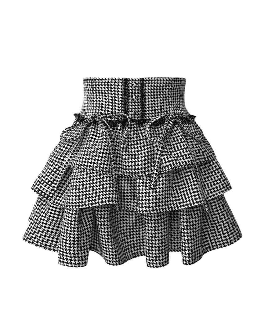 千鳥柄ティアードフリルスカート ハニーミュウ