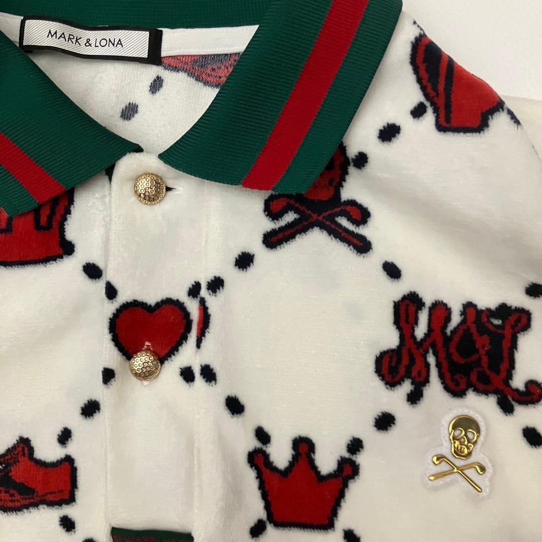 ✨洗える　サイズ50✨MARK&LONA ポロシャツ　ゴールド　総柄