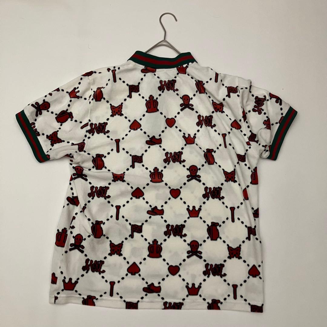 ✨洗える　サイズ50✨MARK&LONA ポロシャツ　ゴールド　総柄