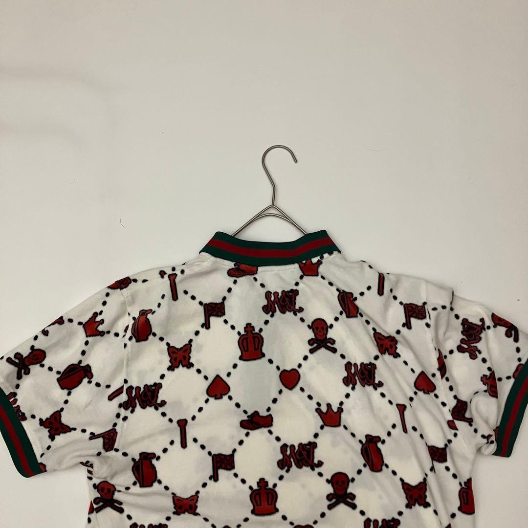 ✨洗える　サイズ50✨MARK&LONA ポロシャツ　ゴールド　総柄