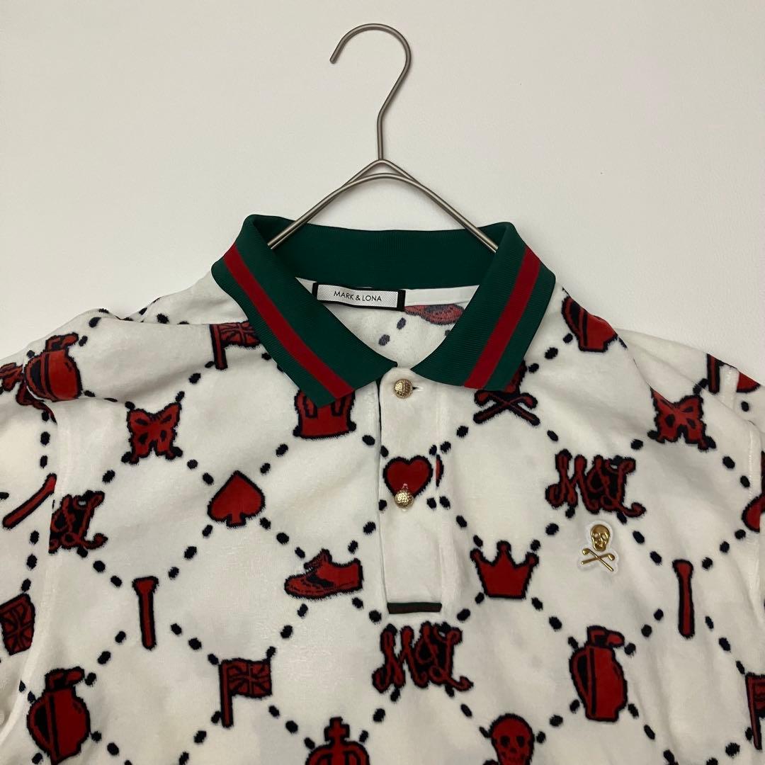 ✨洗える　サイズ50✨MARK&LONA ポロシャツ　ゴールド　総柄