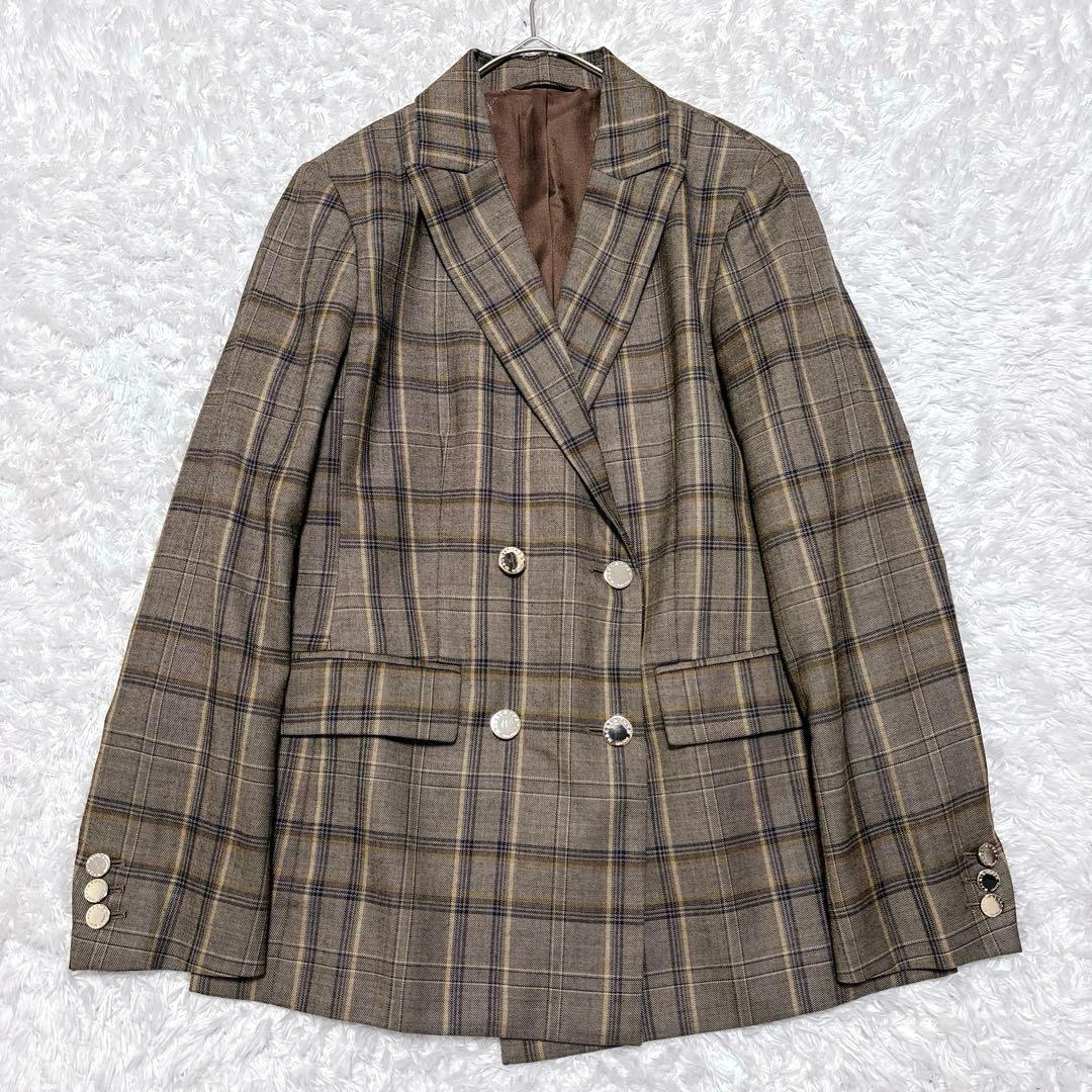 美品✨マッキントッシュロンドン バソランウールツイルジャケット チェック 茶 M