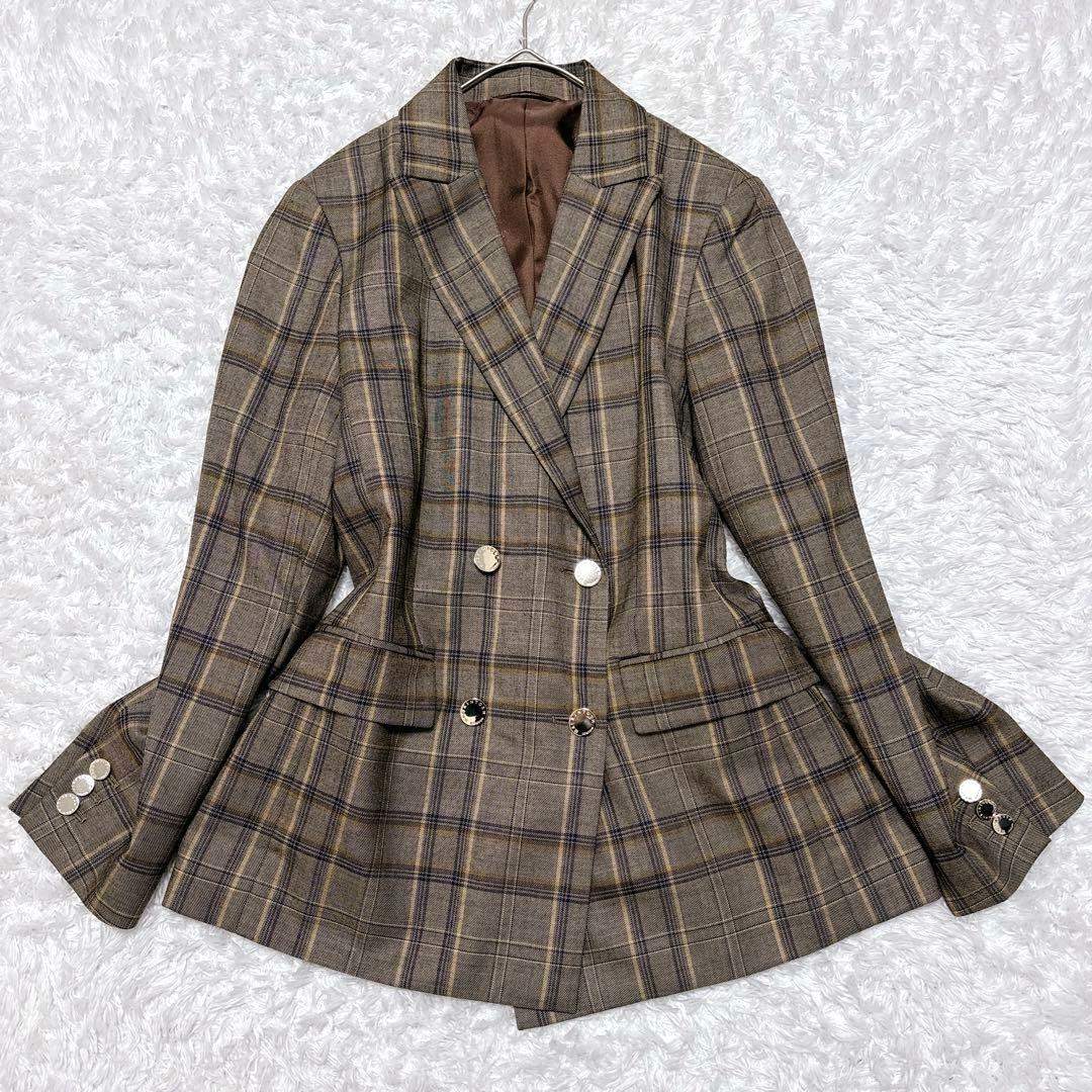 美品✨マッキントッシュロンドン バソランウールツイルジャケット チェック 茶 M