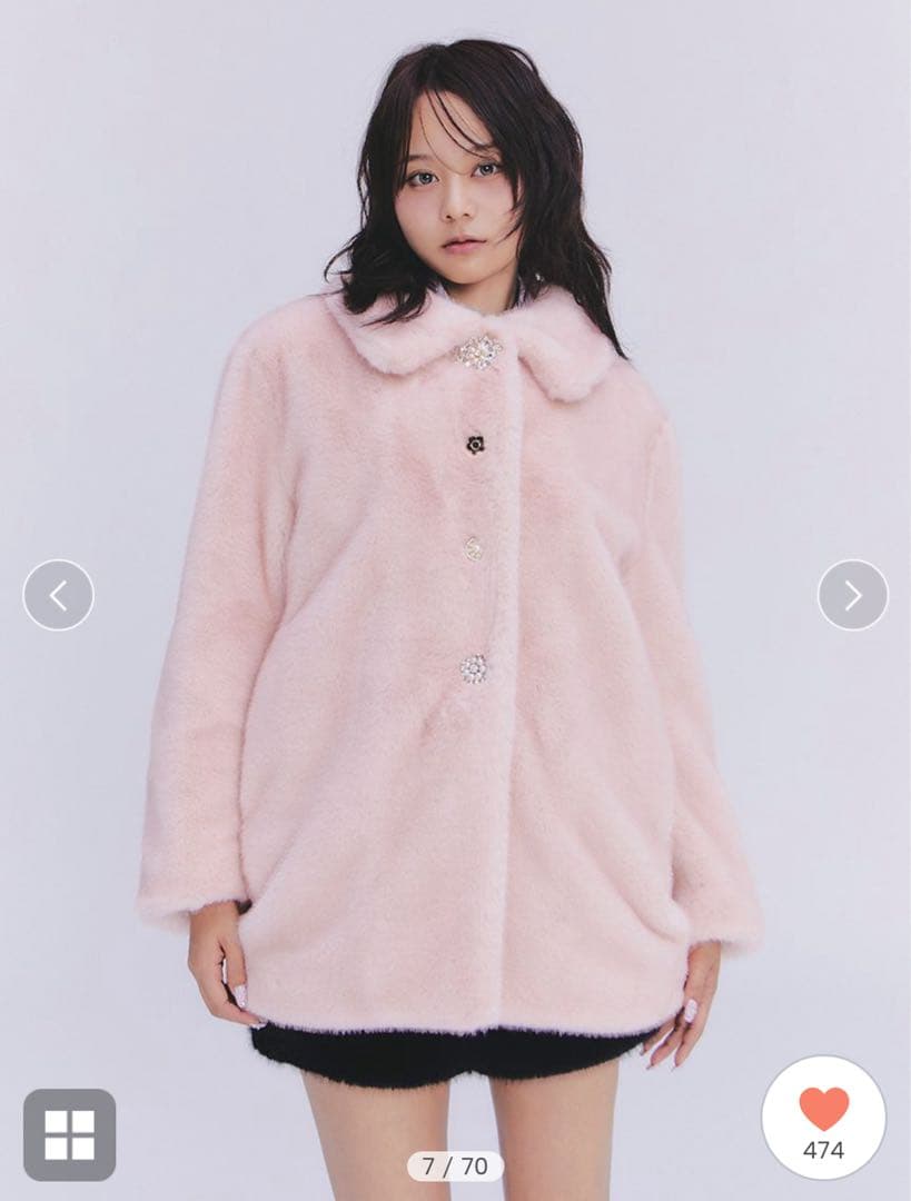 LILY BROWN×MARY QUANT デイジービジュー釦ファーコート