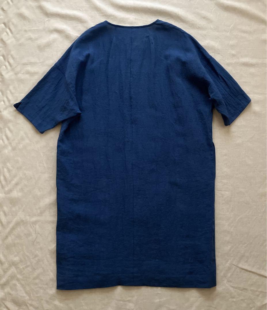 ☆新品未使用☆ 【中川政七商店】麻のチュニックワンピース　M　ブルー　日本製