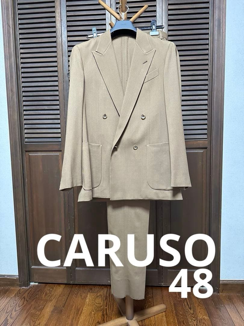 【新品価格16万円】CARUSO カルーゾ　 ダブルスーツ4つボタン　ブラウン