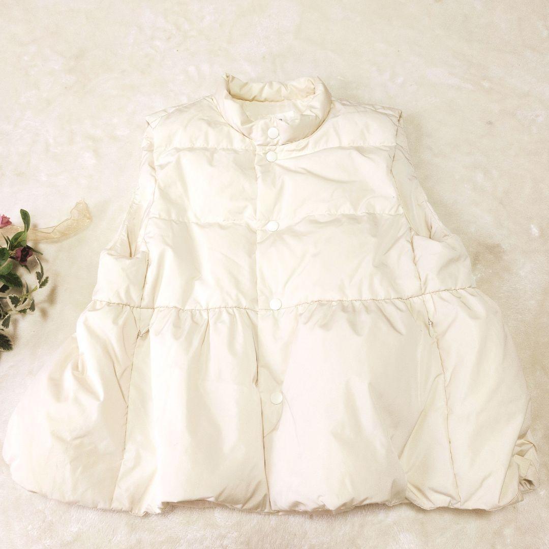 PaDD　エストネーション　ダウンベスト　ペプラム　アイボリー　Sサイズ　白
