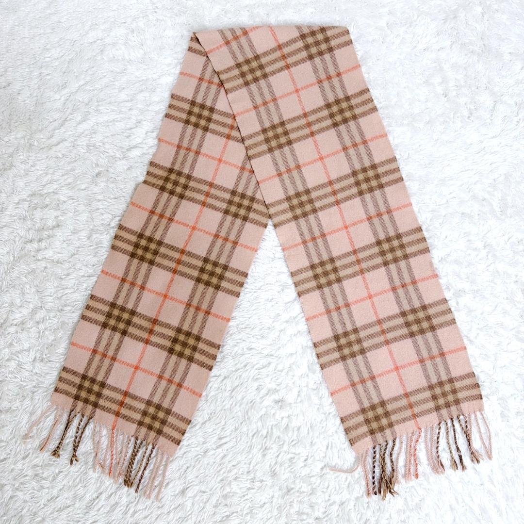 BURBERRY バーバリー ノバチェック マフラー カシミヤ 100％ ピンク