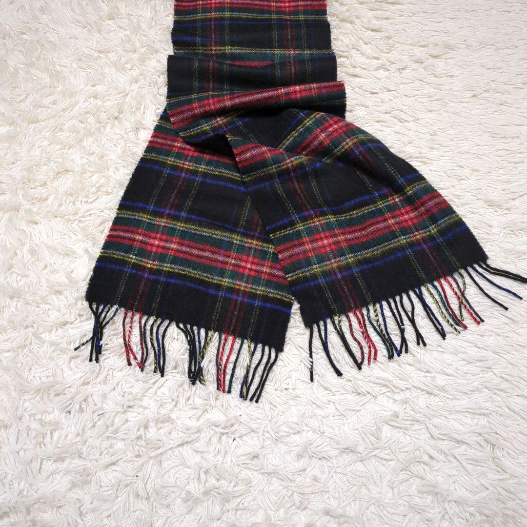 ジョンストンズ　カシミヤ マフラー　ストール　ブラックスチュアート