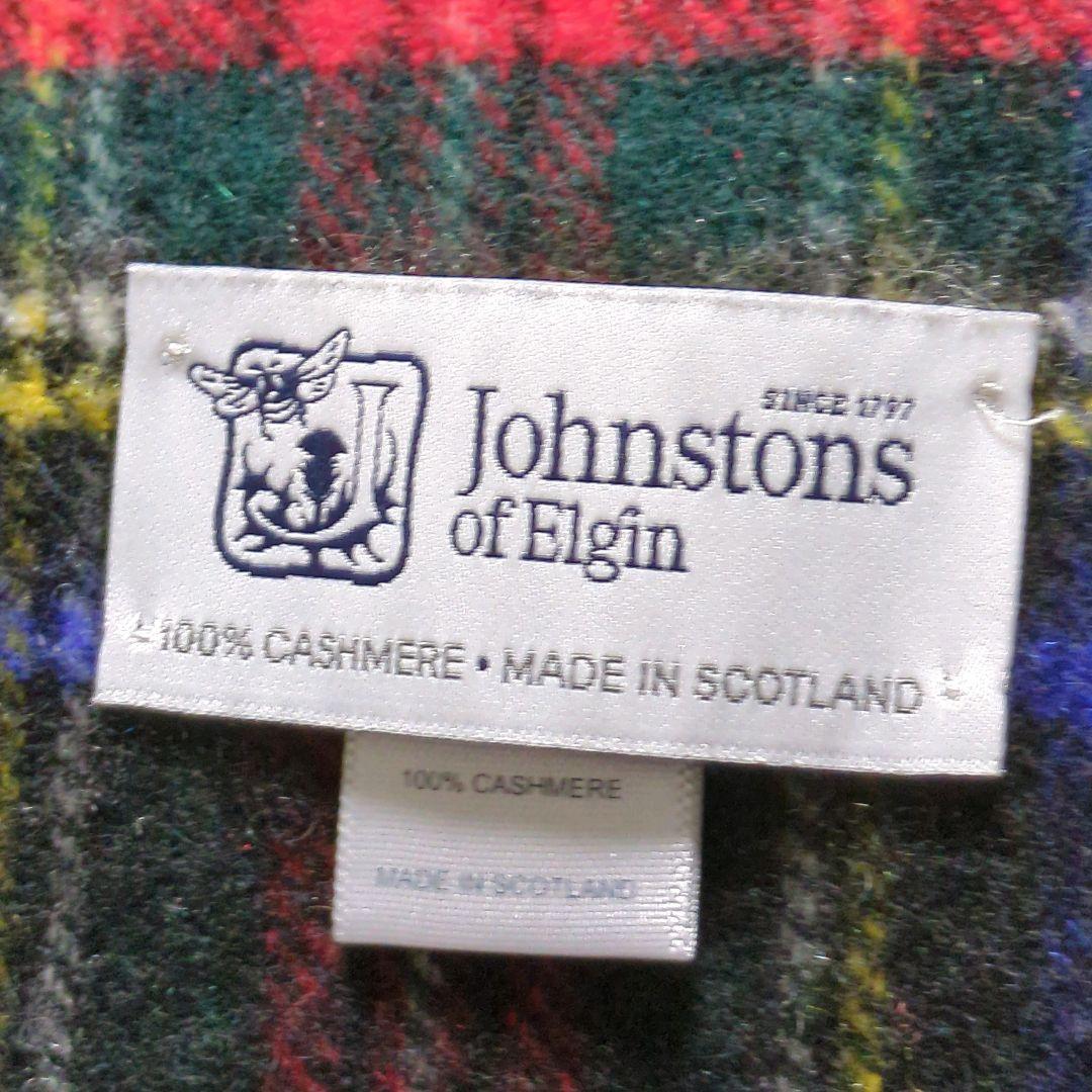ジョンストンズ　カシミヤ マフラー　ストール　ブラックスチュアート