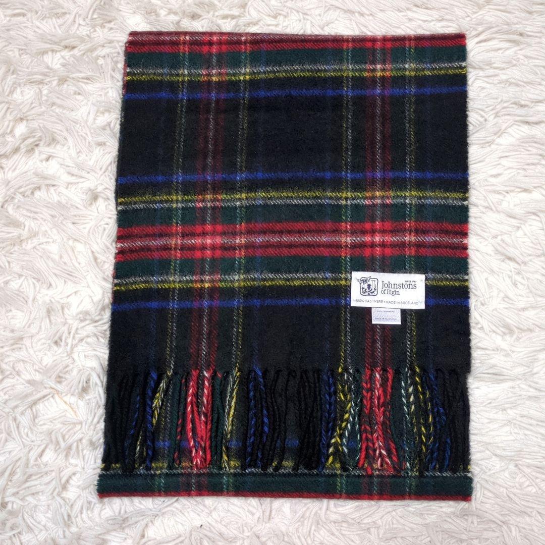 ジョンストンズ　カシミヤ マフラー　ストール　ブラックスチュアート