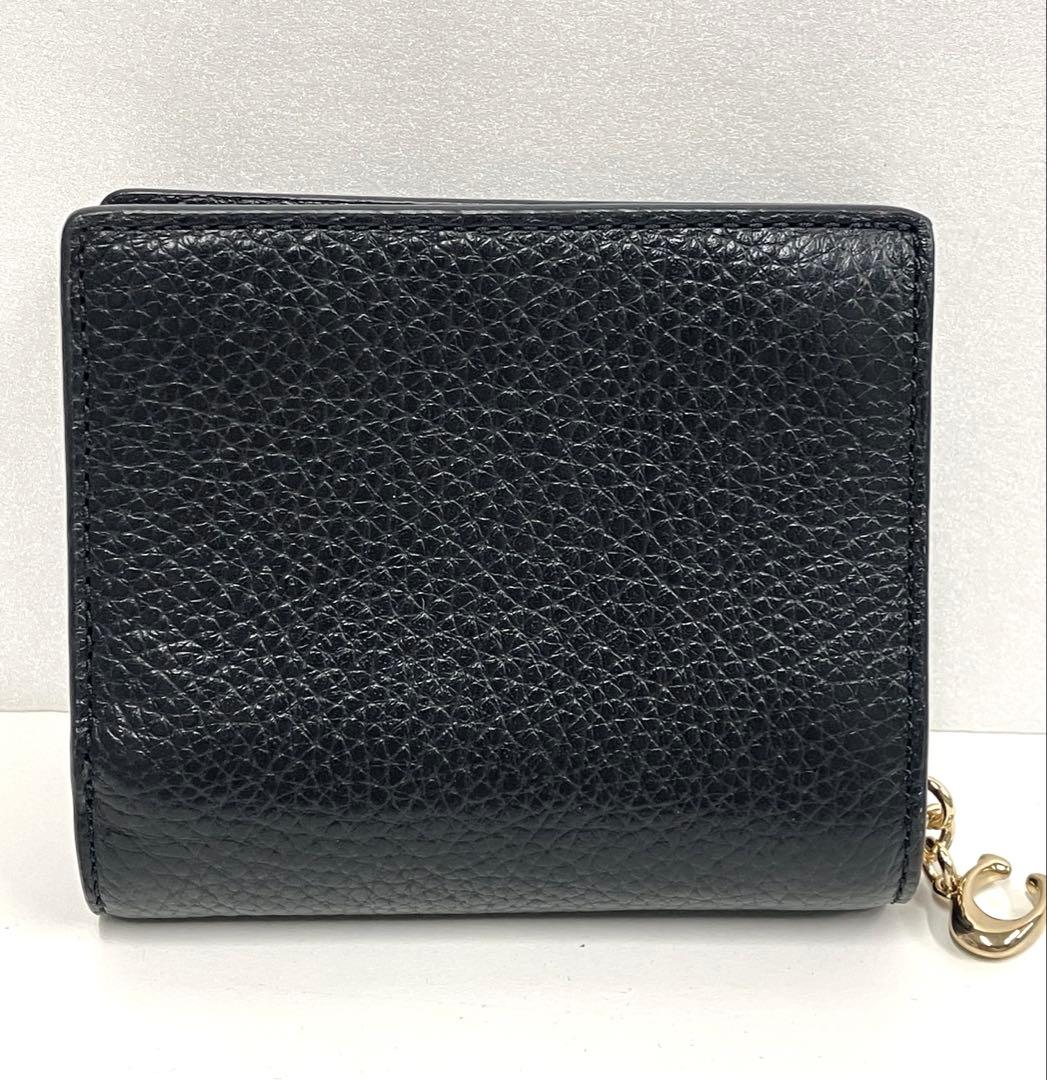 ［S12-68］未使用品 COACH スナップウォレット レザー 黒 ミニ財布