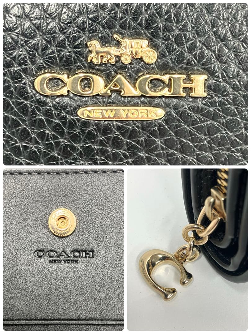 ［S12-68］未使用品 COACH スナップウォレット レザー 黒 ミニ財布