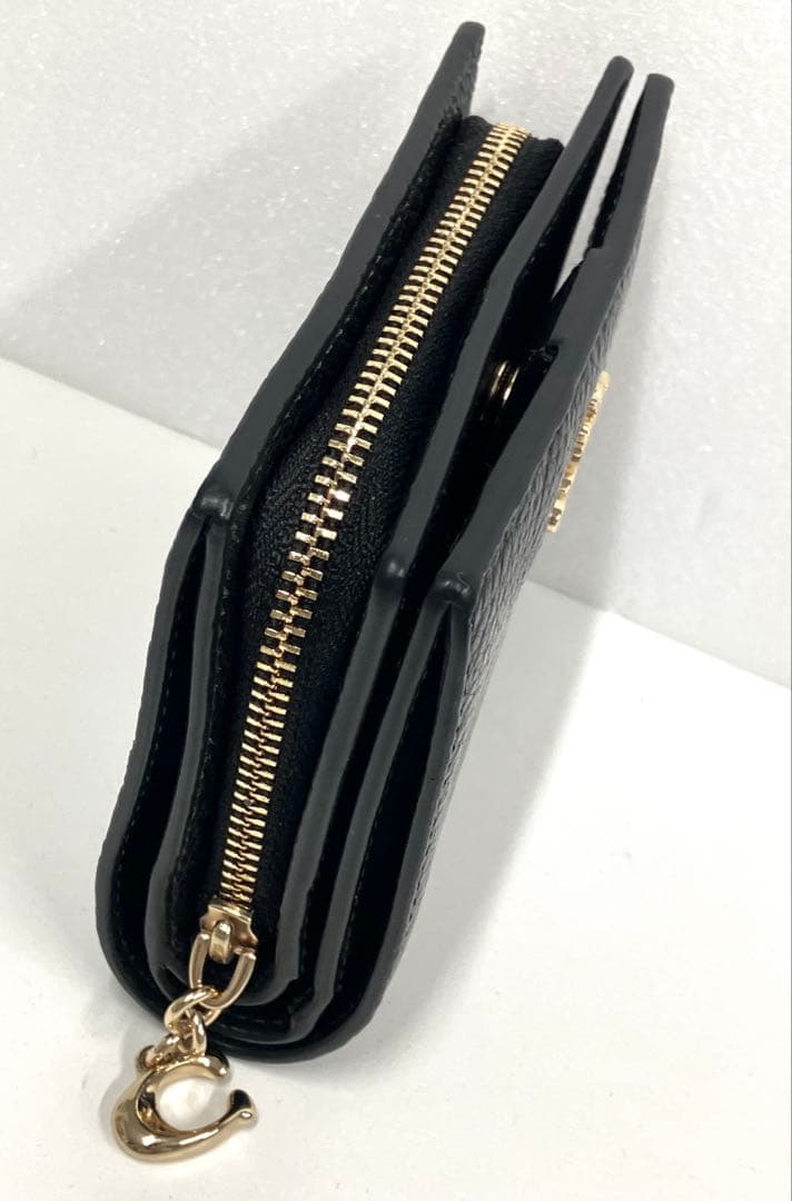 ［S12-68］未使用品 COACH スナップウォレット レザー 黒 ミニ財布