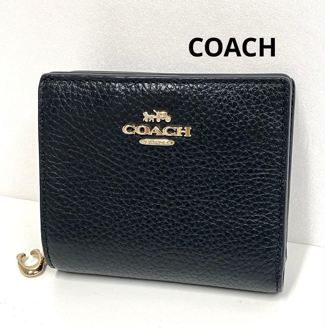 ［S12-68］未使用品 COACH スナップウォレット レザー 黒 ミニ財布