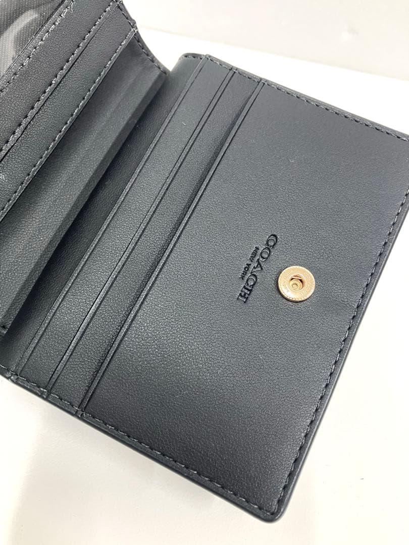 ［S12-68］未使用品 COACH スナップウォレット レザー 黒 ミニ財布