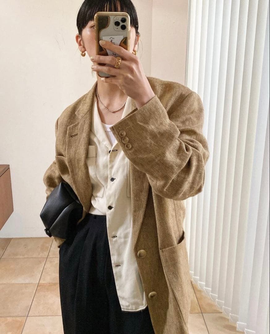 【todayful】boyfriend linen jacket 38 ベージュ