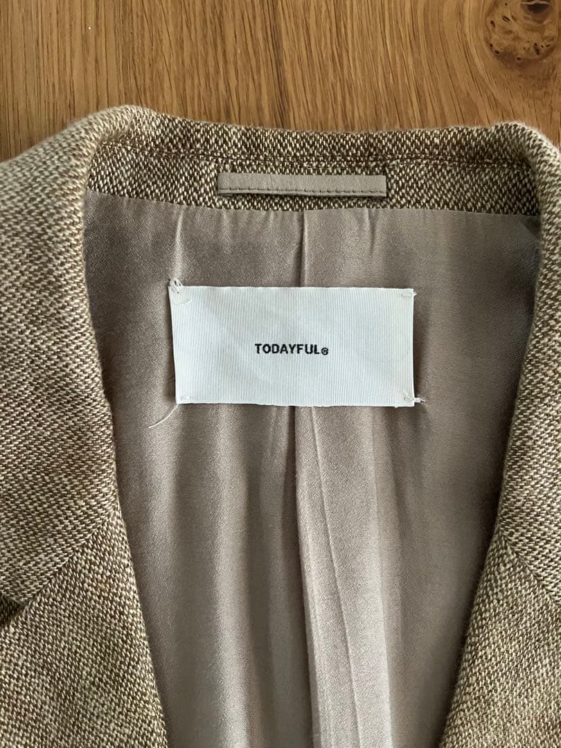 【todayful】boyfriend linen jacket 38 ベージュ