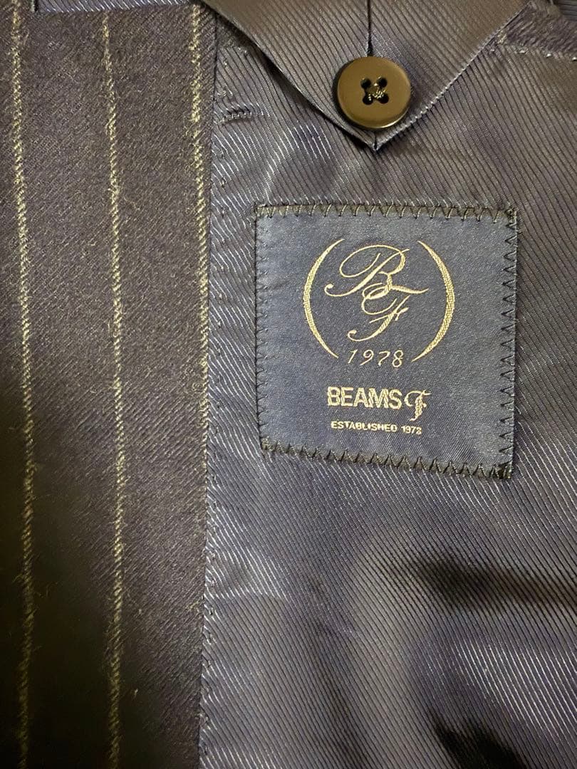 【Ryo 】BEAMS F ストライプスーツ ネイビー×白 48