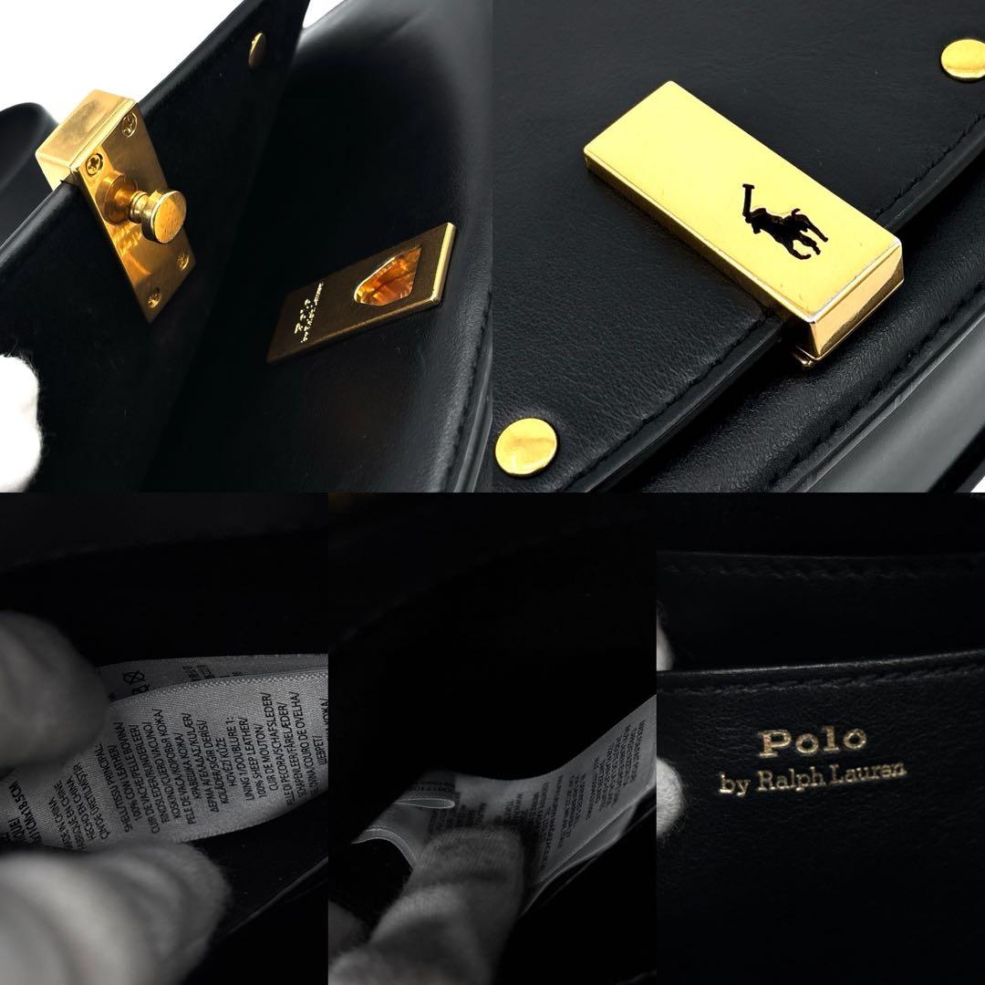 【未使用級】ポロラルフローレン　レザー　サドルバッグ　ID ショルダー　黒
