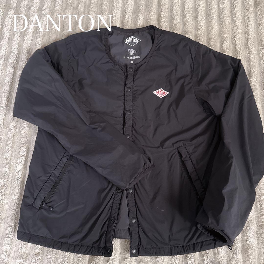 DANTON ノーカラーインサレーションジャケット ブラック34