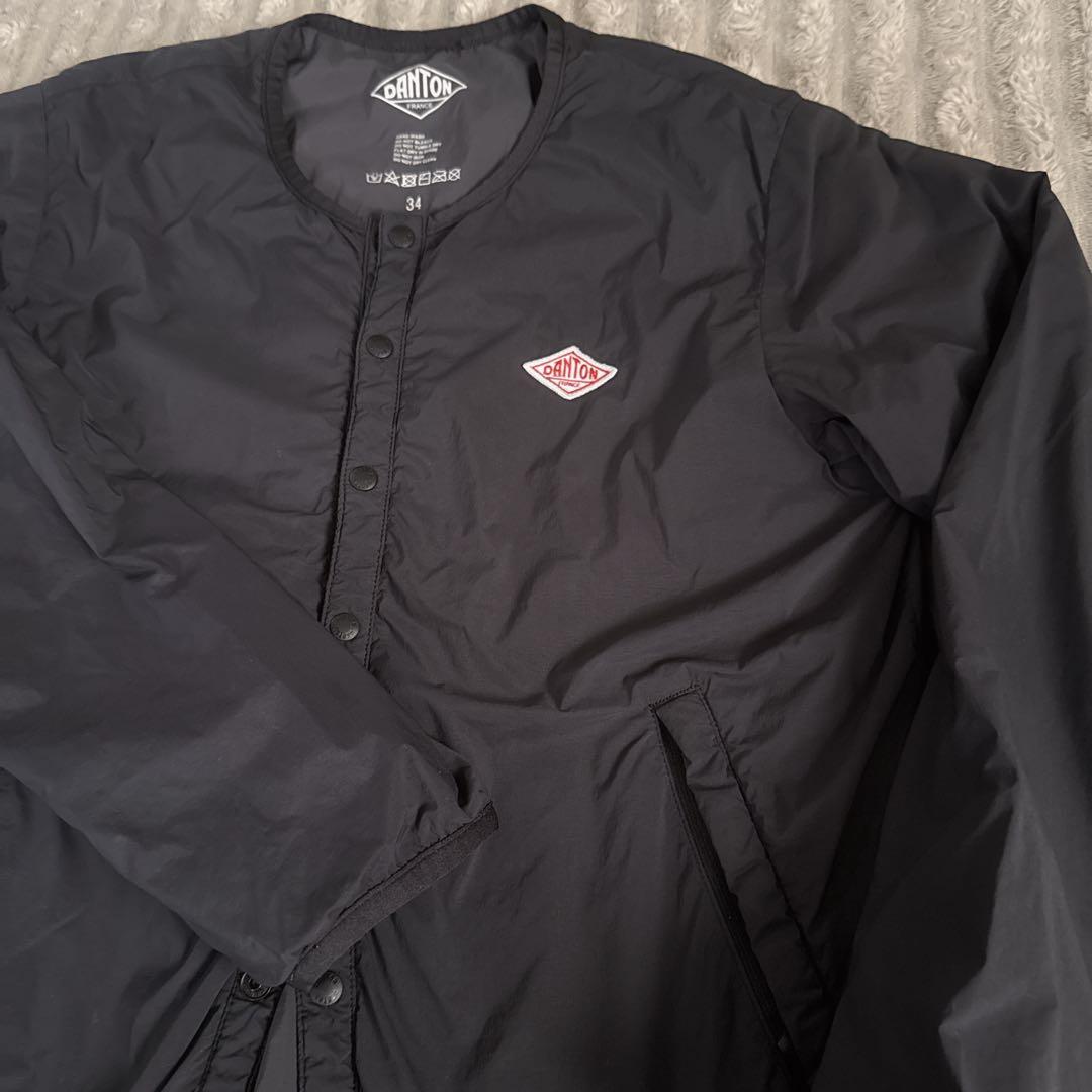 DANTON ノーカラーインサレーションジャケット ブラック34