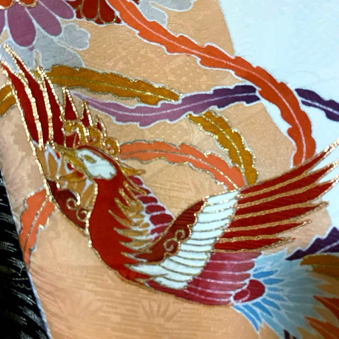 振袖フルセット　絞り　手描き友禅　手刺繍　吉祥文様　鳳凰　成人式振袖　振袖