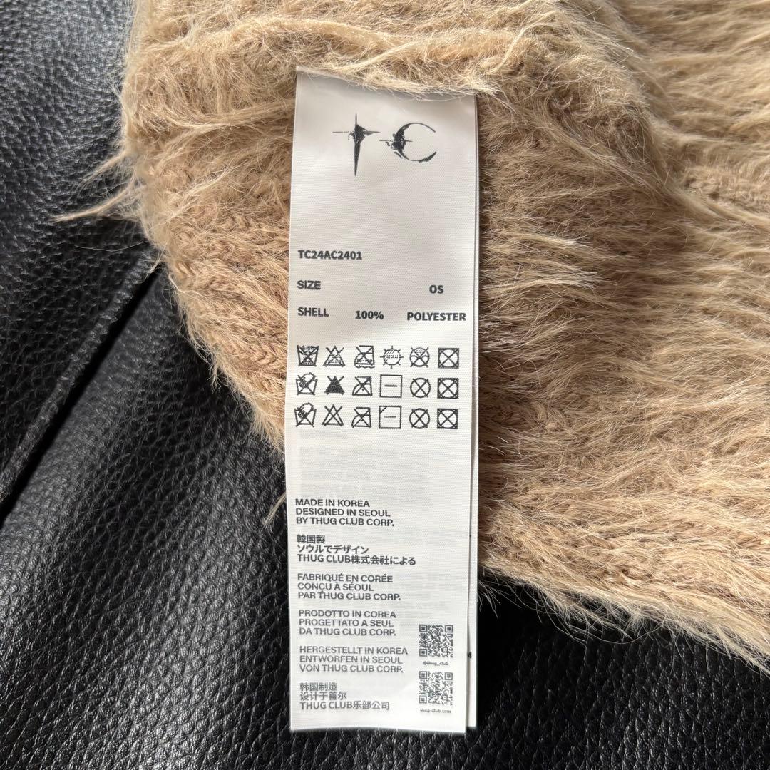 ベージュファーニット帽　ビーニー　thug club