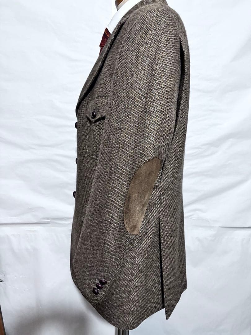 DAKS ブラウンツイード ハンティングジャケット　エルボーパッチ