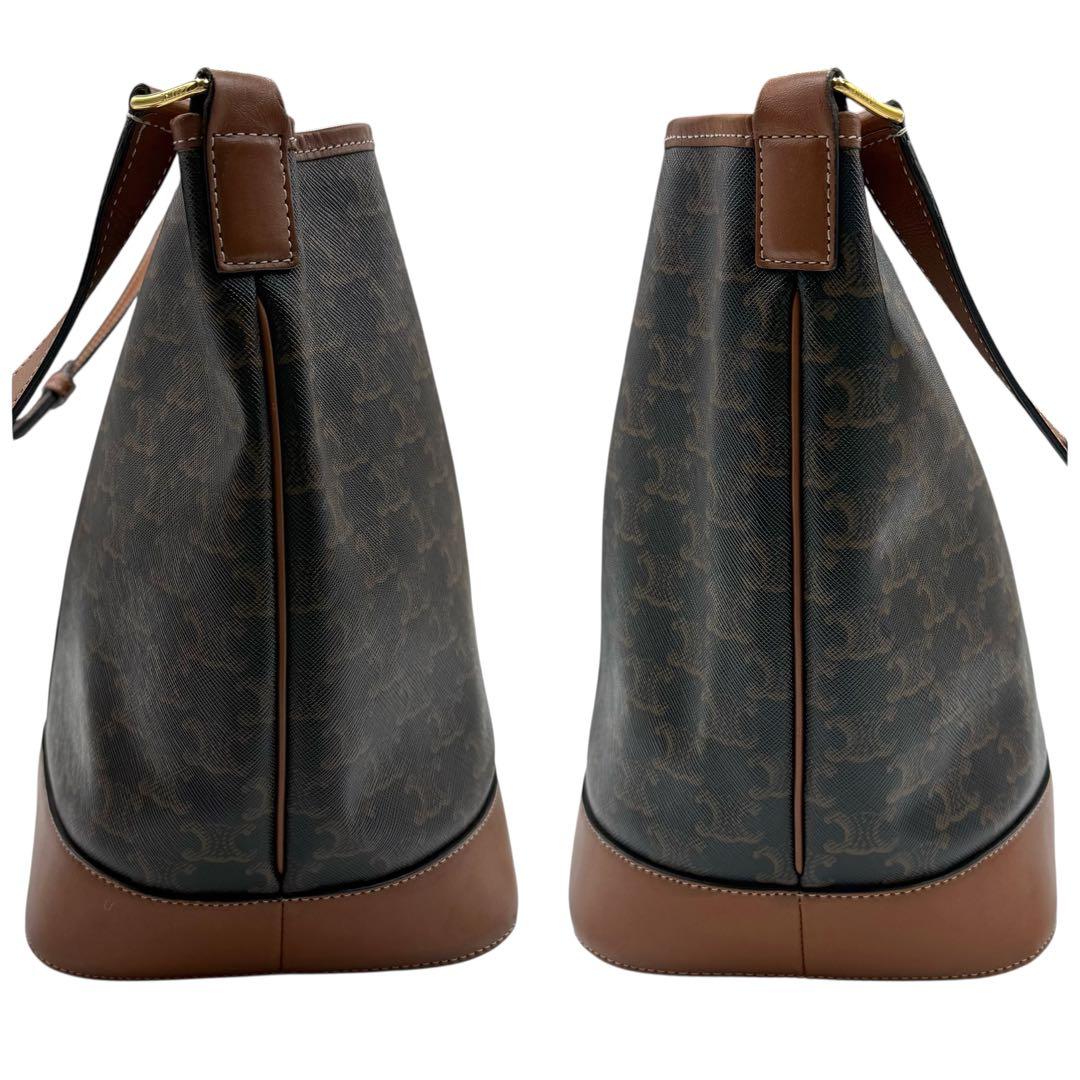 6185 美品 セリーヌ CELINE トリオンフ ミディアム バケット 牛革