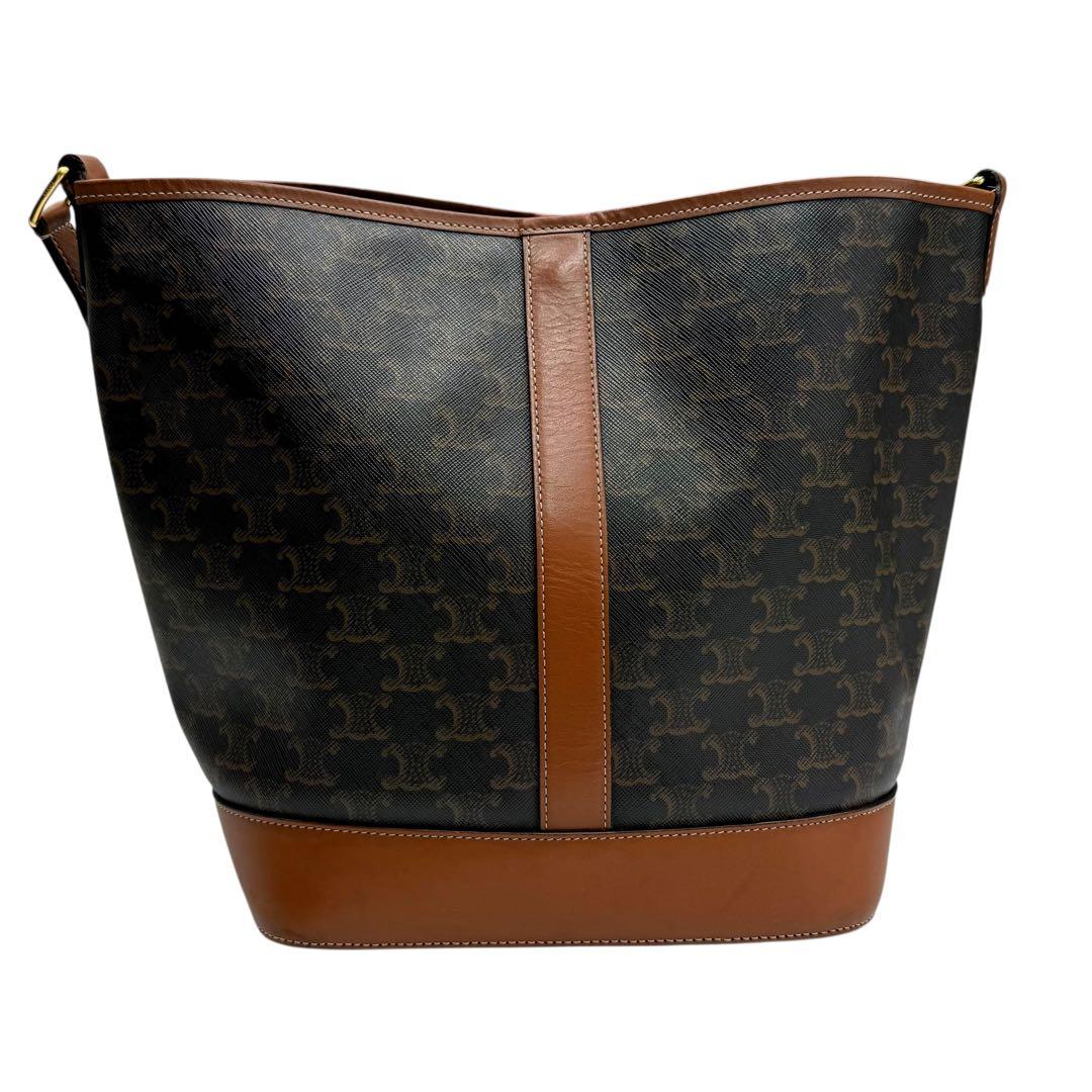 6185 美品 セリーヌ CELINE トリオンフ ミディアム バケット 牛革