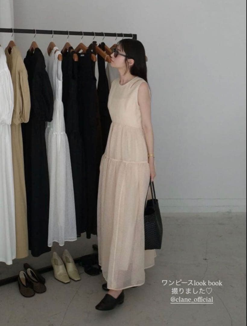 ワンピース CLANE SHEER PLAID FLARE ONEPIECE