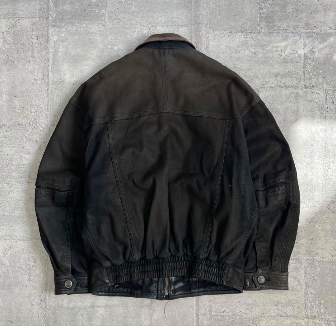 K*o様 90's 古着 vintage 羊革 レザーフライトジャケット ブラッ